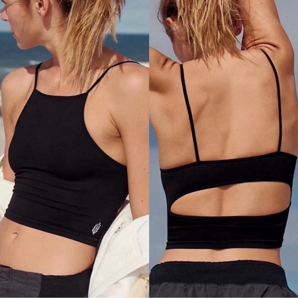 NWOT Free People Movement Tighten Up Cutout Tank Black Sz M/L